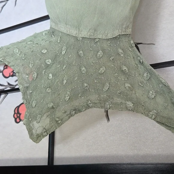 Sapogee Bohemian Dress with Corset Bodice Lace Detail Free Size Sage Green - Picture 7 of 16